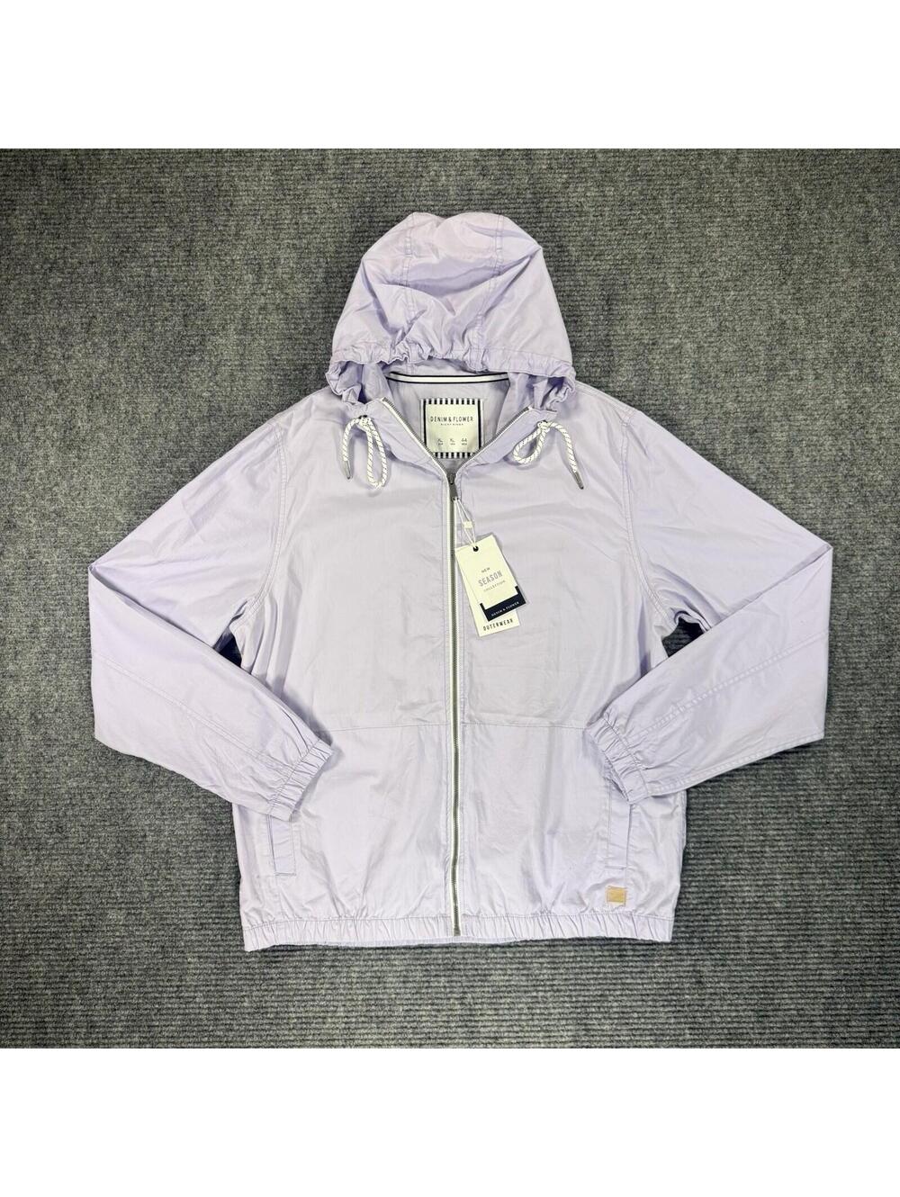 DENIM & FLOWER by Ricky Singh Jacket Men XL Lavender Full Zip Preppy Bomber NWT